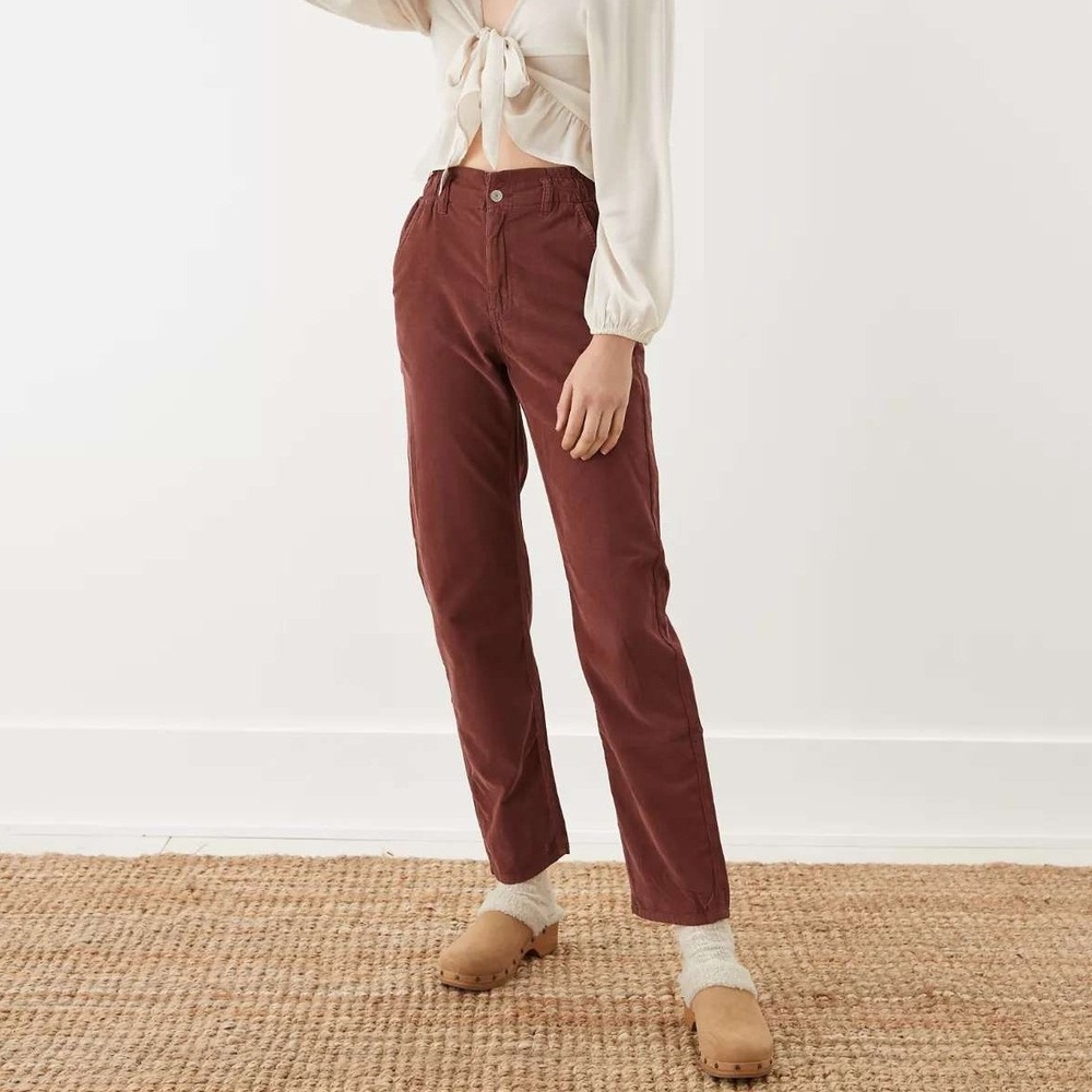 American Eagle Corduroy Baggy Mom Pant Burgundy Plus Size 22
